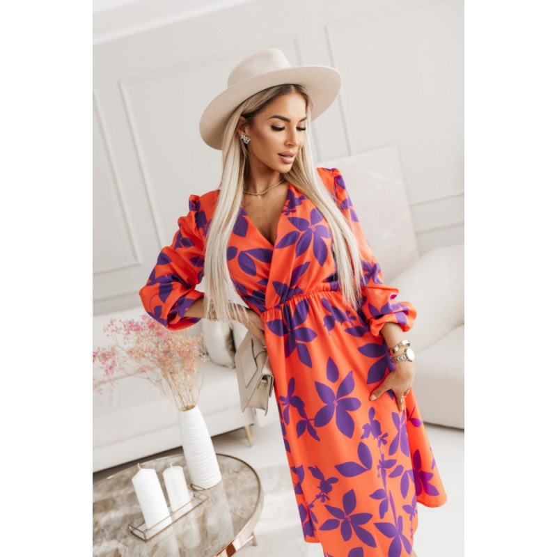 Women's Red Midi A-Line Beach Dress with One-Shoulder Ruffle Sleeves