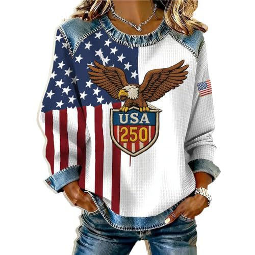 Women's USA Flag Star Heart Print Sweatshirt