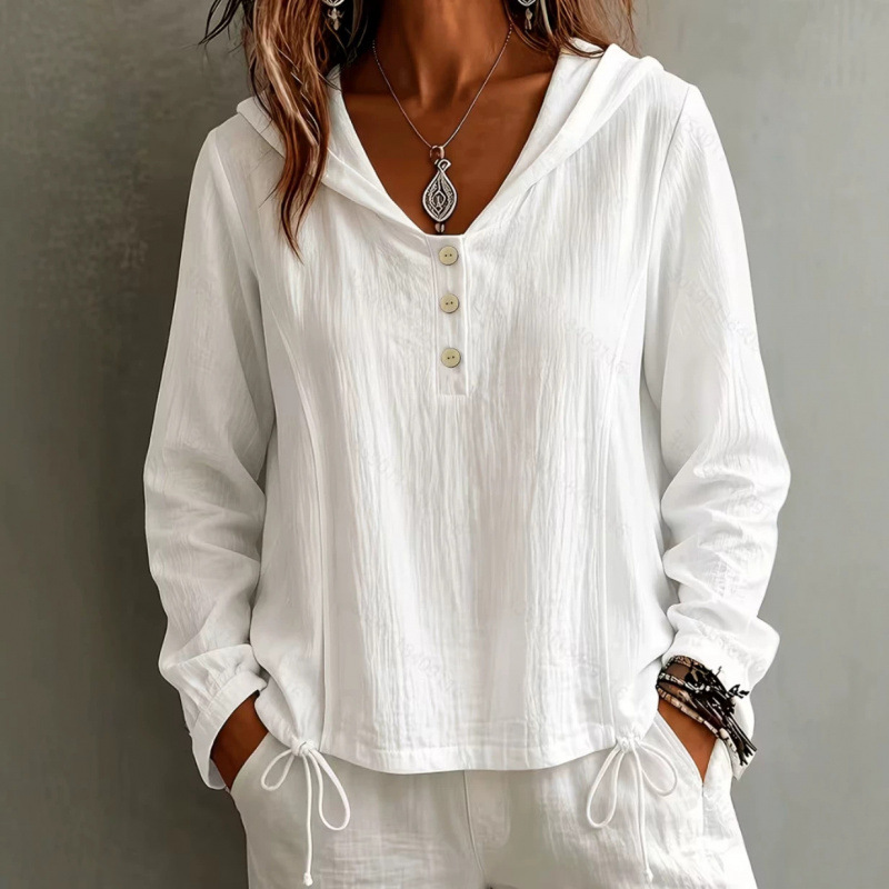 Women's Casual Hooded Long-Sleeve Top Loose Fit