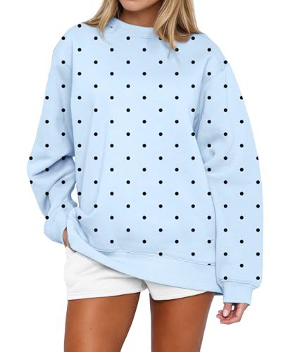 Polka Dot Print Crewneck Sweatshirt for Women