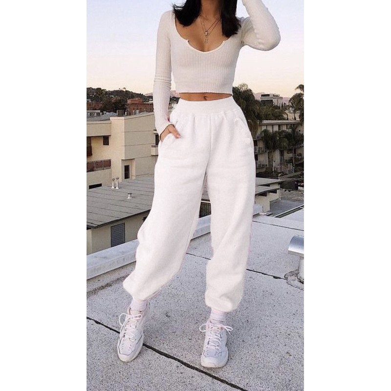 Women's Fleece-Lined Jogger Sweatpants Casual Tapered Fit