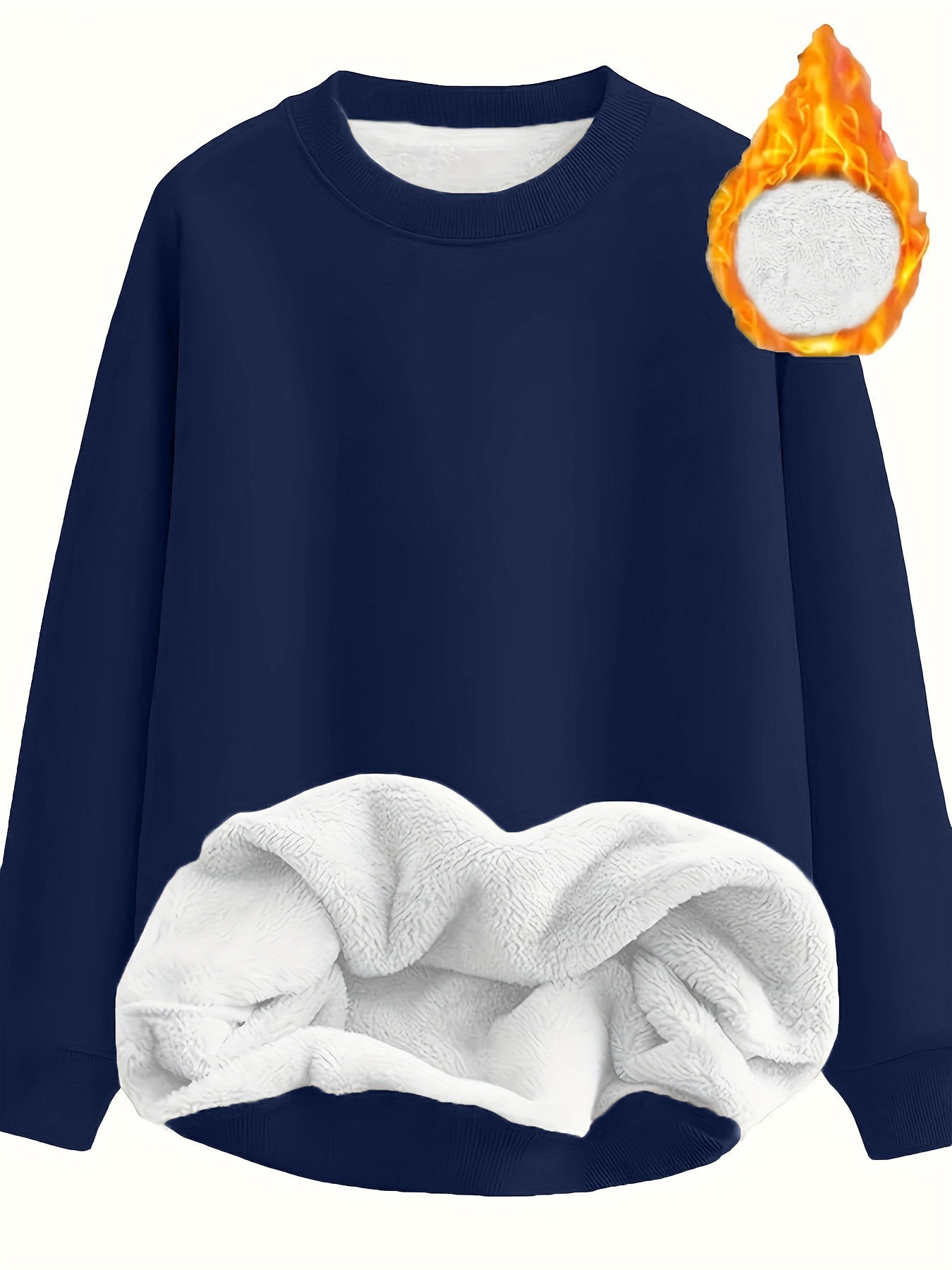 Women's Solid Color Long Sleeve Crewneck Pullover Sweatshirt