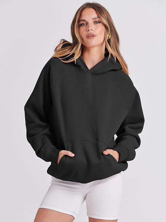 TUME Women's Hooded Pullover Sweatshirt Solid Color