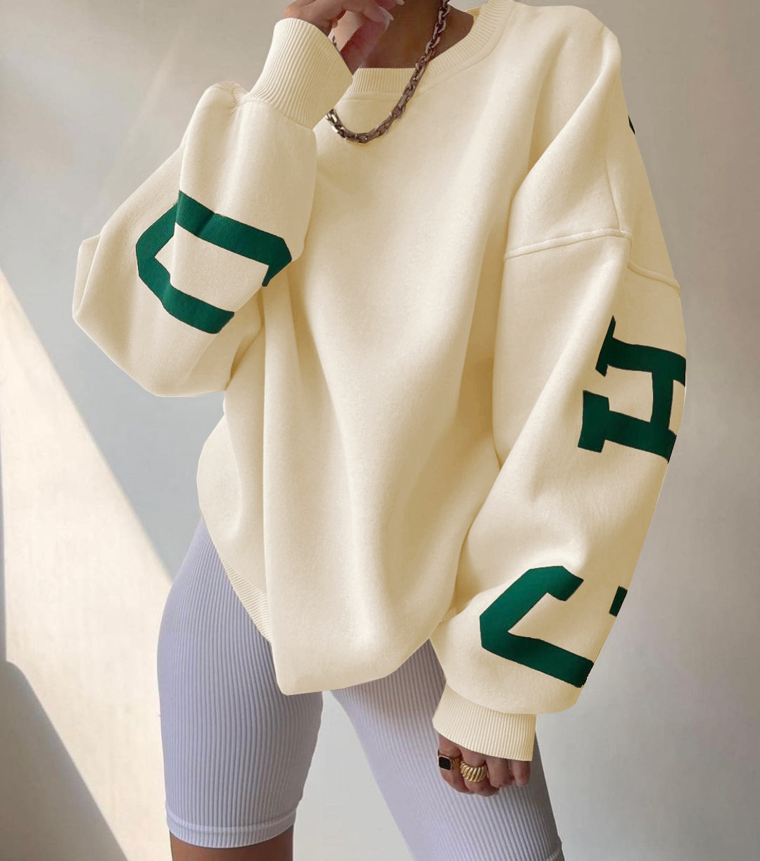 Women's Casual Printed Thick Pullover Long-Sleeve Sweatshirt