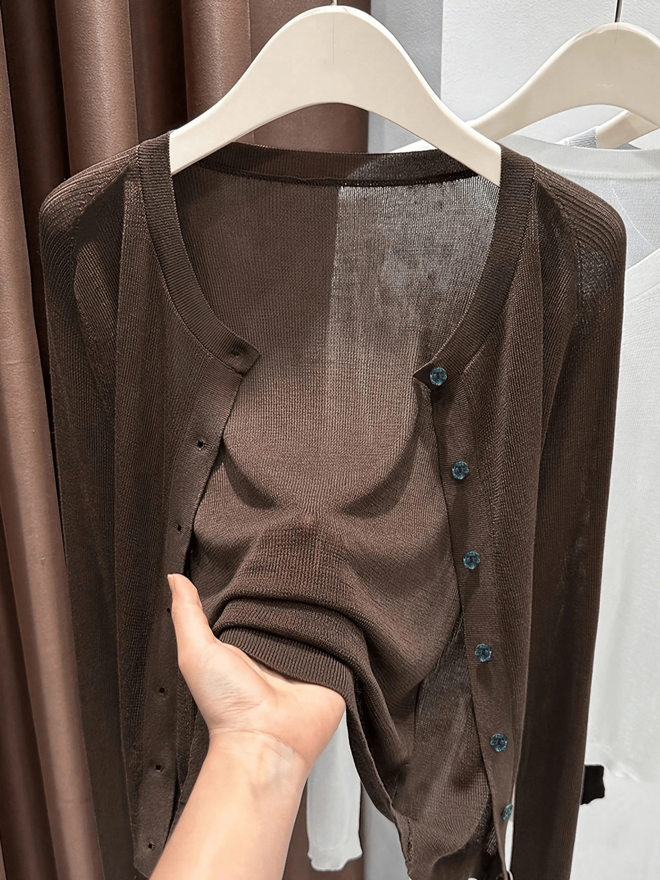 Women's Solid Knit Cardigan Long Sleeve Button-Up Slimming Top
