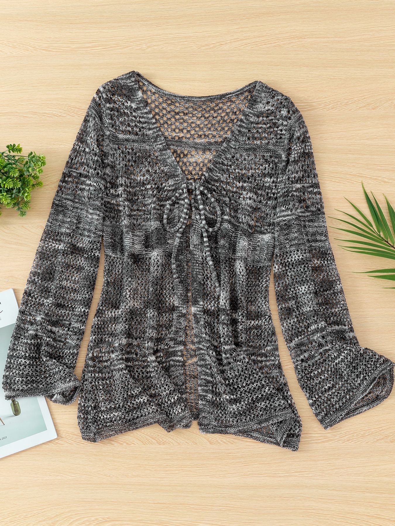 Women's Sexy Open-Knit Cardigan Solid Color Beach Cover-Up