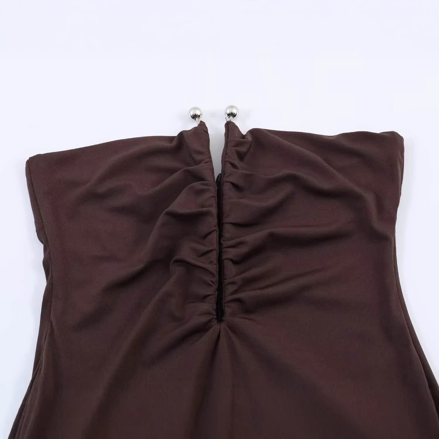 Women's Sleeveless Strapless High-Waist Split Bodycon Midi Dress