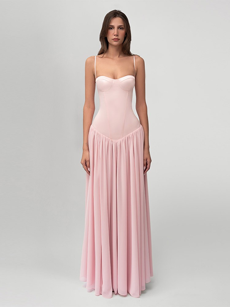 Women's Sleeveless Strapless High-Waist Maxi Evening Dress