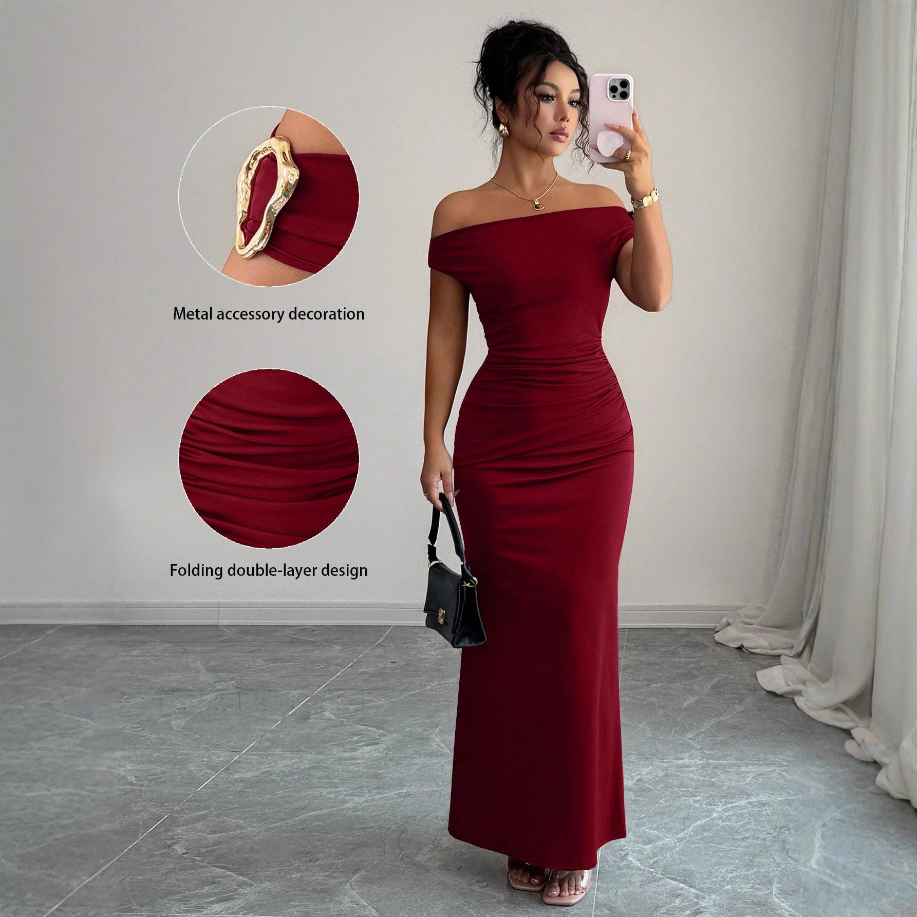 Off-Shoulder One-Line Neck Bodycon Long Dress