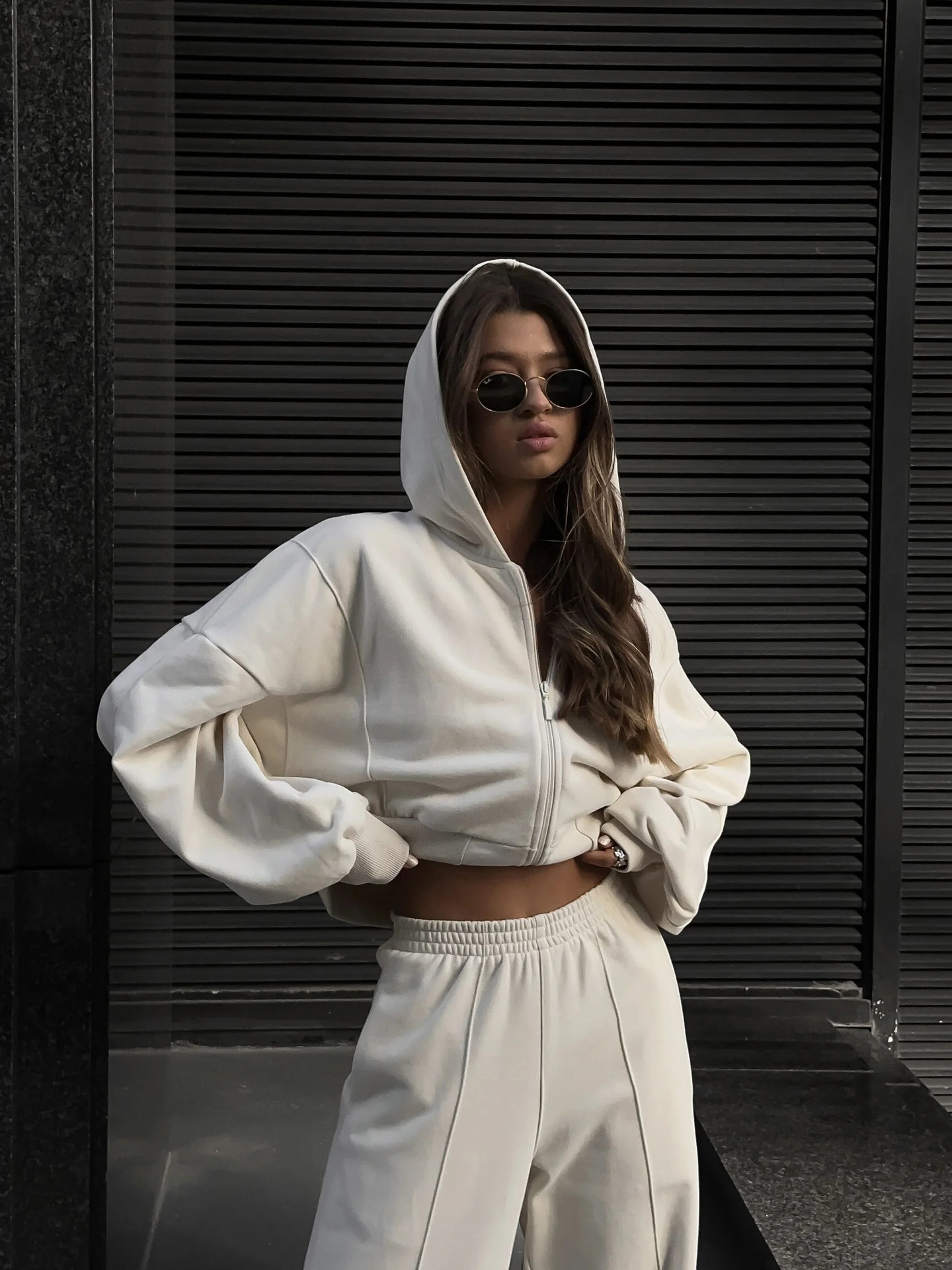 Women's Casual Zip-Up Cardigan and Pants Two-Piece Set