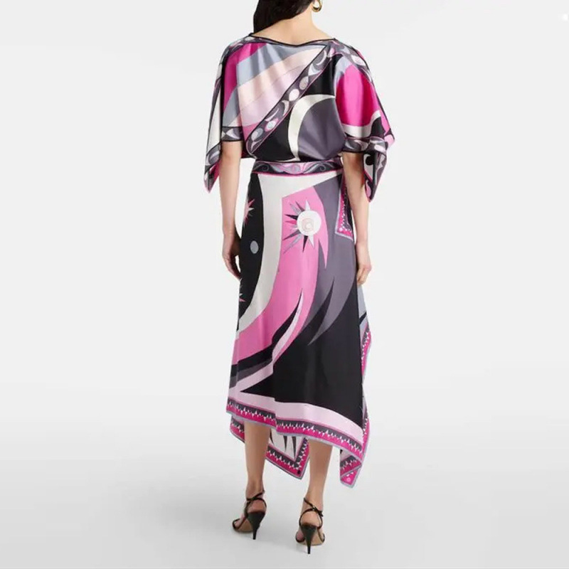 Printed Top and Asymmetrical Skirt Two-Piece Set