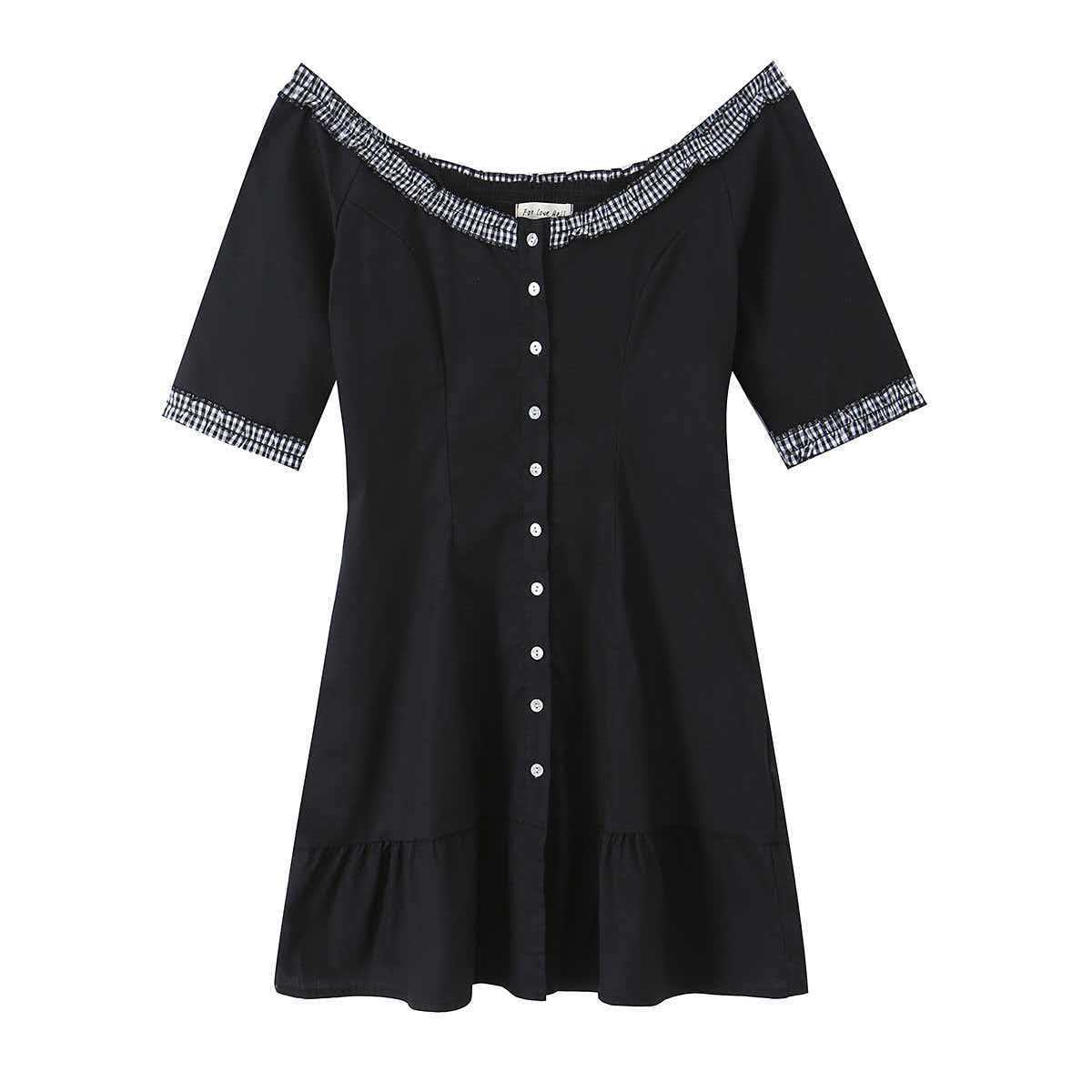 Women's Off-Shoulder Ruffle Slim-Fit Midi Dress