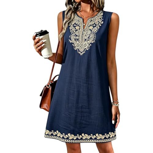 Women's Elegant Floral Print Ruched Sleeveless Midi Dress
