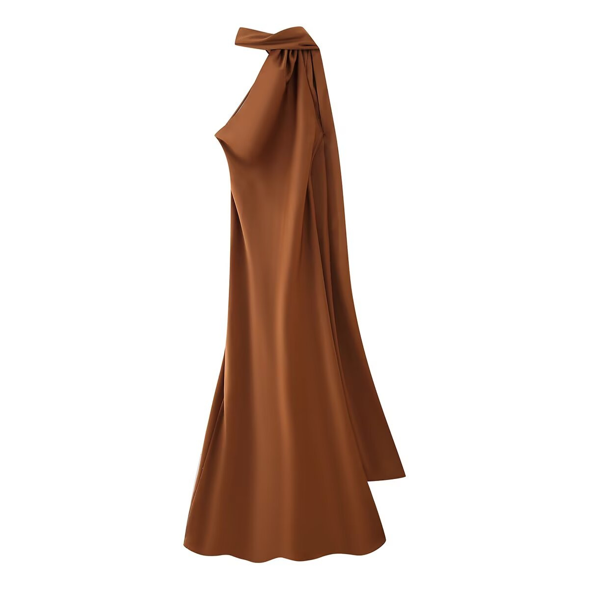 Women's Elegant Open-Back Halter Maxi Dress with Tie Detail