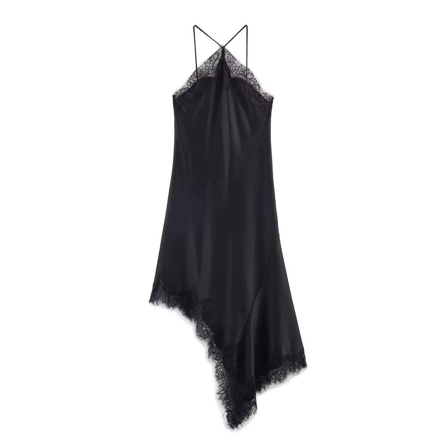 Women's Halter Neck Asymmetrical Hem Midi Dress