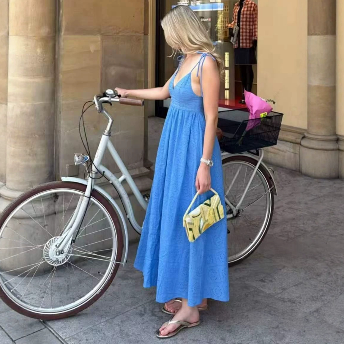 V-Neck Cutout Waist Midi Cami Dress
