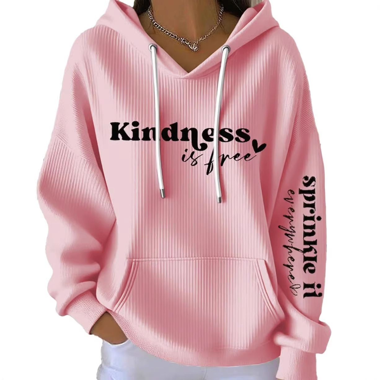 Kindness Heart Print Women's Casual Hoodie
