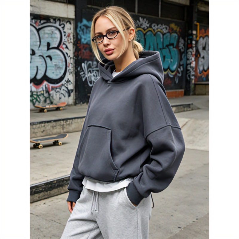 Women's Hooded Drawstring Waist Pullover Fleece Sweatshirt