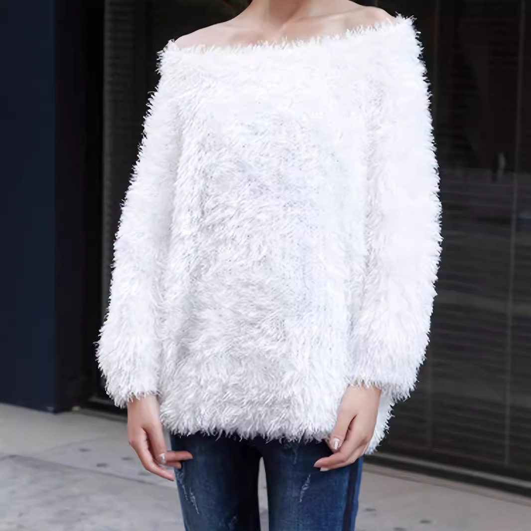 Off-Shoulder Fringed Knit Sweater