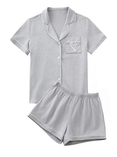 Cuban Collar Heart Hamster Elephant Print Women's Short Sleeve Set