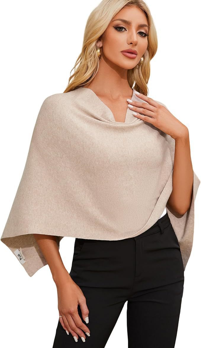 Women's Knit Cape Sweater Short Sleeveless Pullover Scarf Top