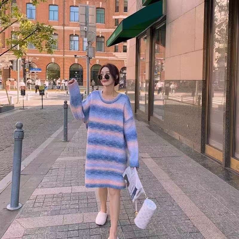 Trendy Color-Block Lazy Style Women's Sweater