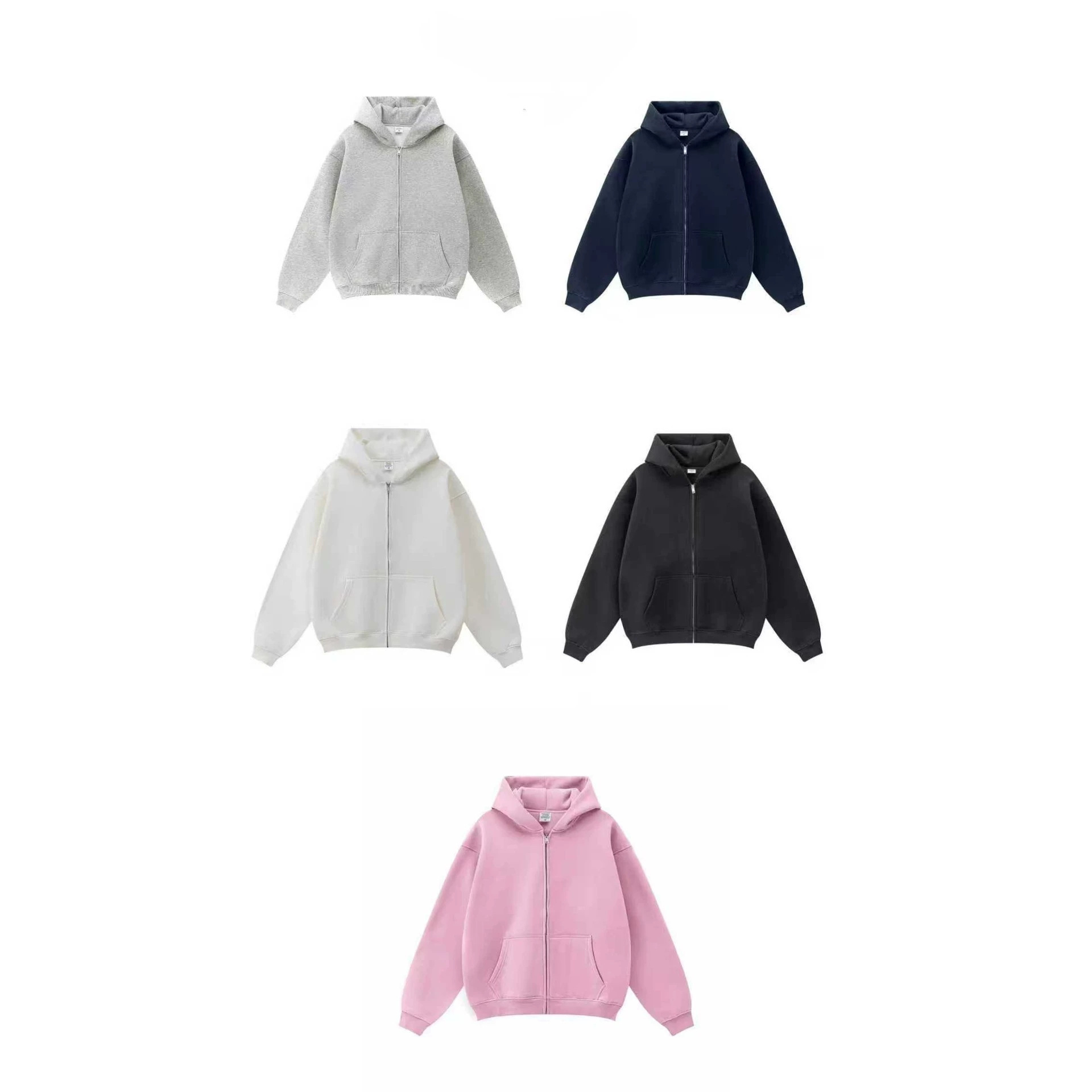 Women's Solid Color Hooded Zip-Up Sweatshirt Jacket
