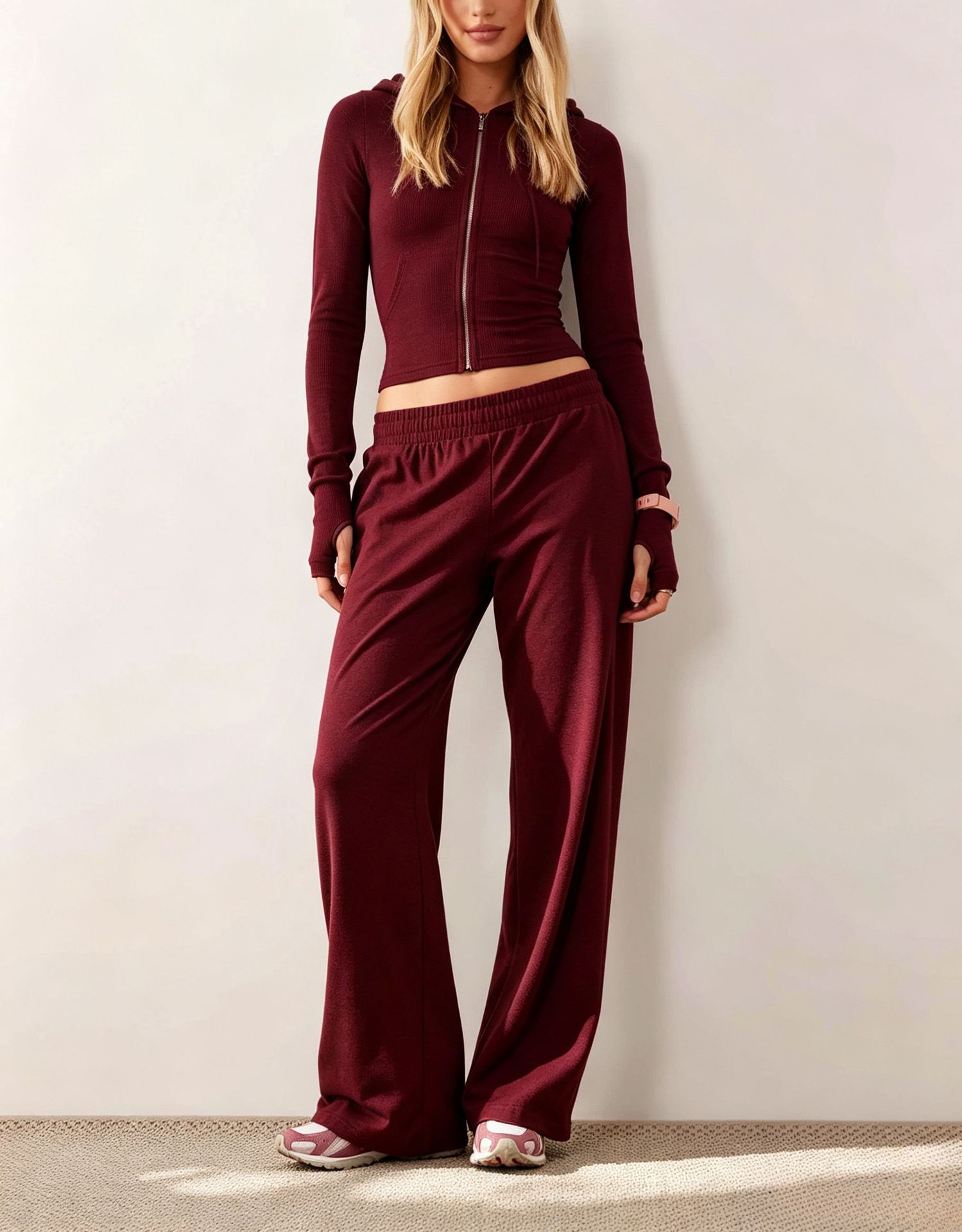 Women's Hooded Sweatshirt and Slim Straight Pants Set