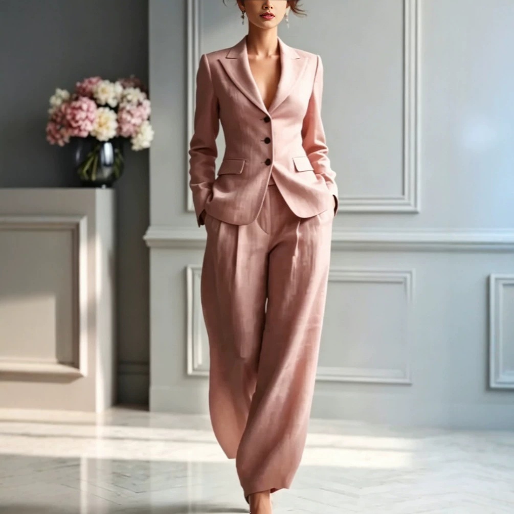 Women's Casual Blazer and Pants Two-Piece Set