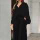 Women's Batwing Sleeve Colorblock Print Two-Piece Pants Set Casual Commuter