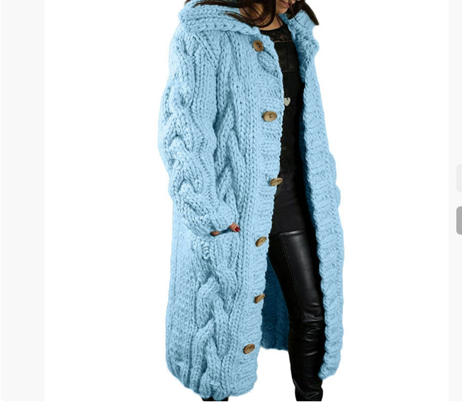 Women's Plus Size Open-Front Cardigan Sweater Long Knit Coat with Pockets