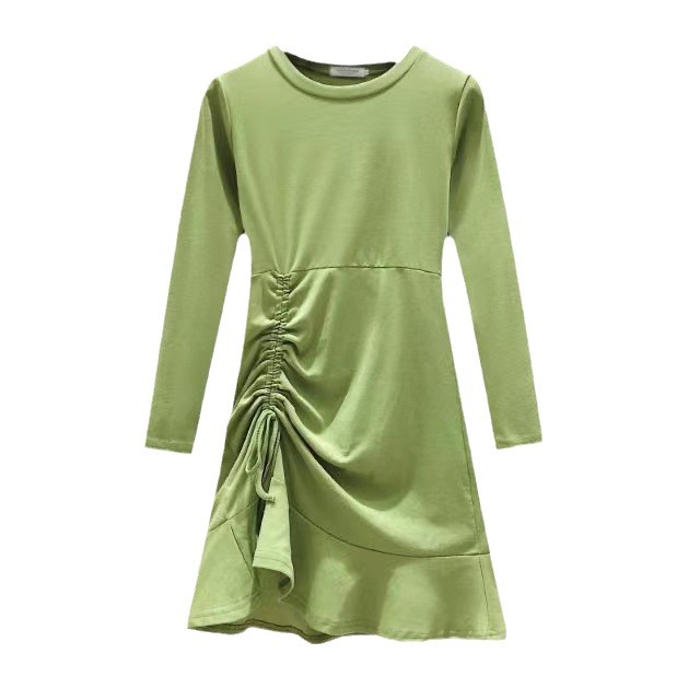 French Vintage Long Sleeve Mermaid Dress with Waist-Cinching Slimming Fit