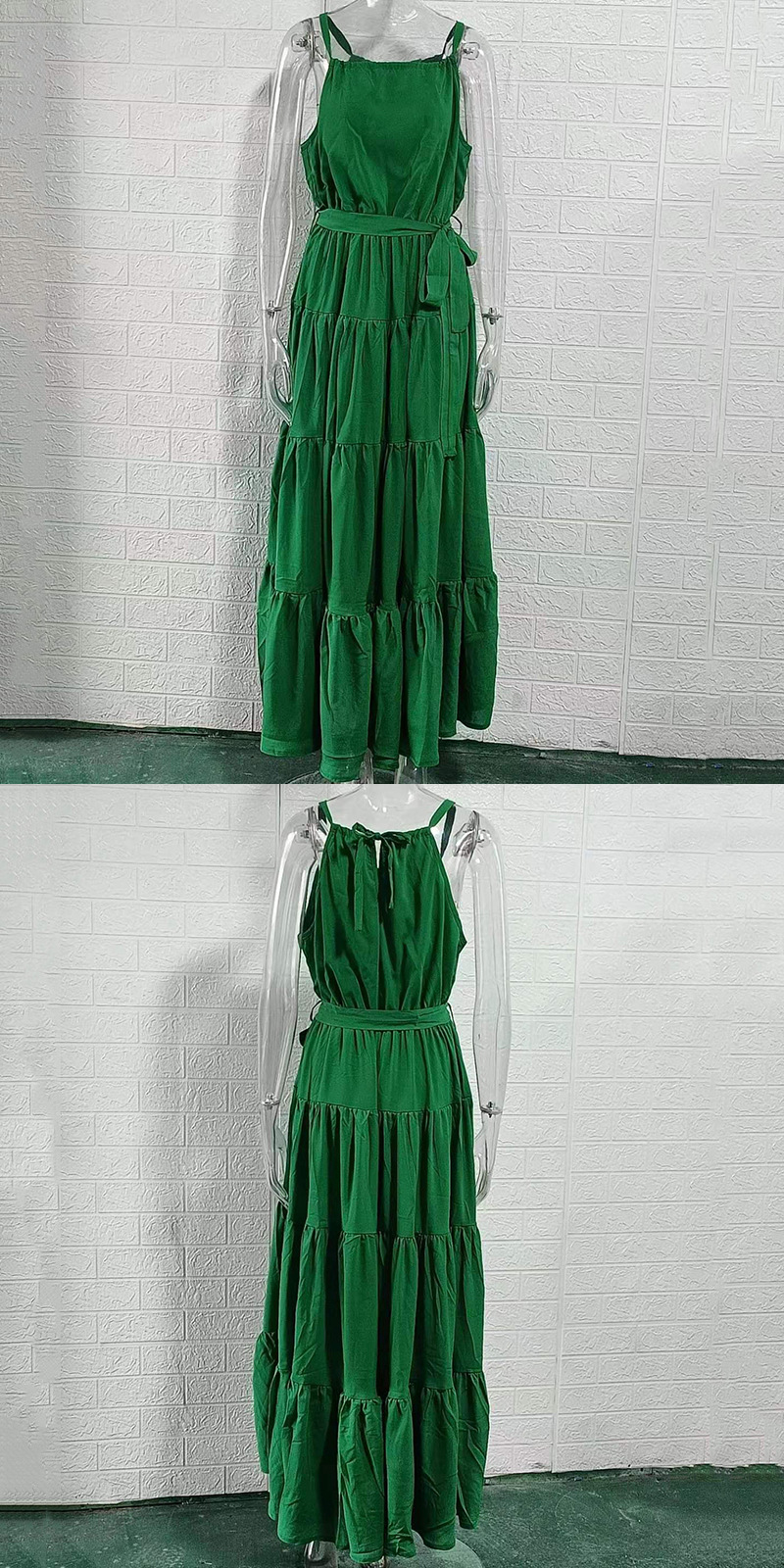 Women's Halter Neck Sleeveless High Waist Maxi Dress with Flowy Skirt