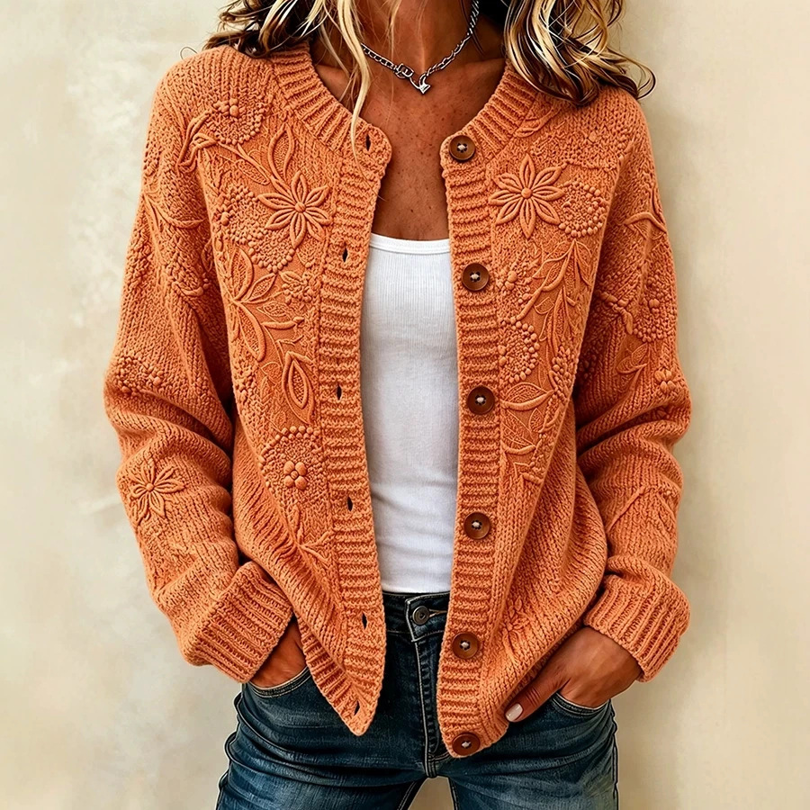 Women's Vintage Floral Print Faux Sweater Cardigan