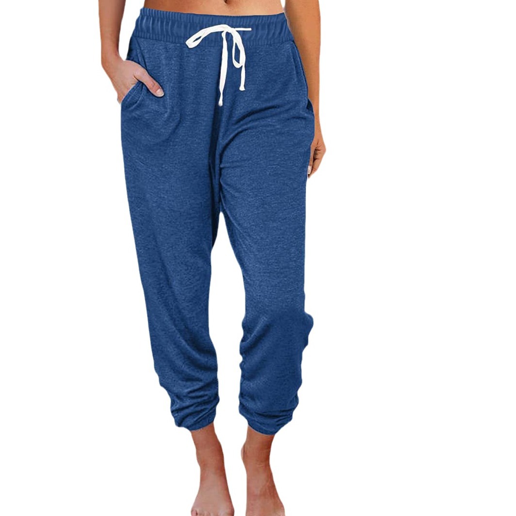 Women's High-Waist Cropped Jogger Pants Loose Fit Cotton Blend
