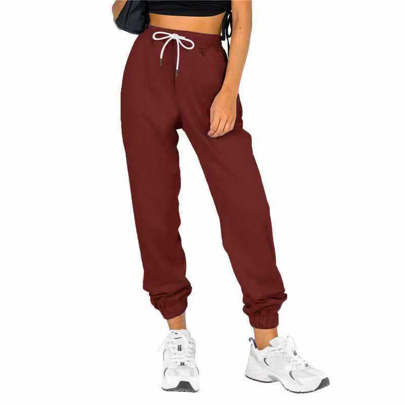 Women's High-Waist Tapered Jogger Pants with Pockets Solid Color