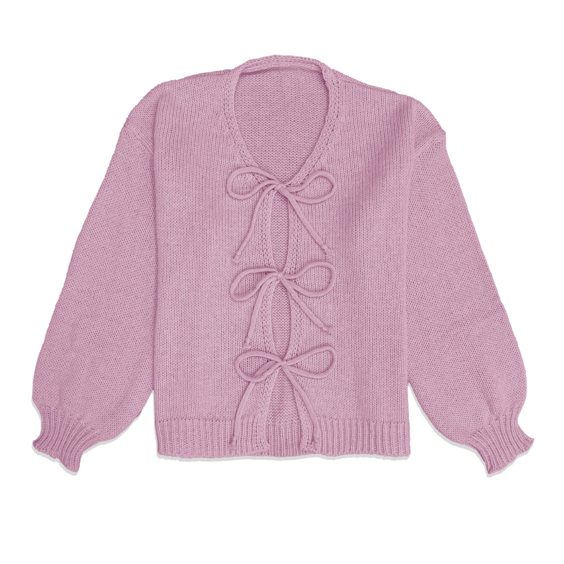 Crewneck Tie-Front Knit Cardigan Sweater