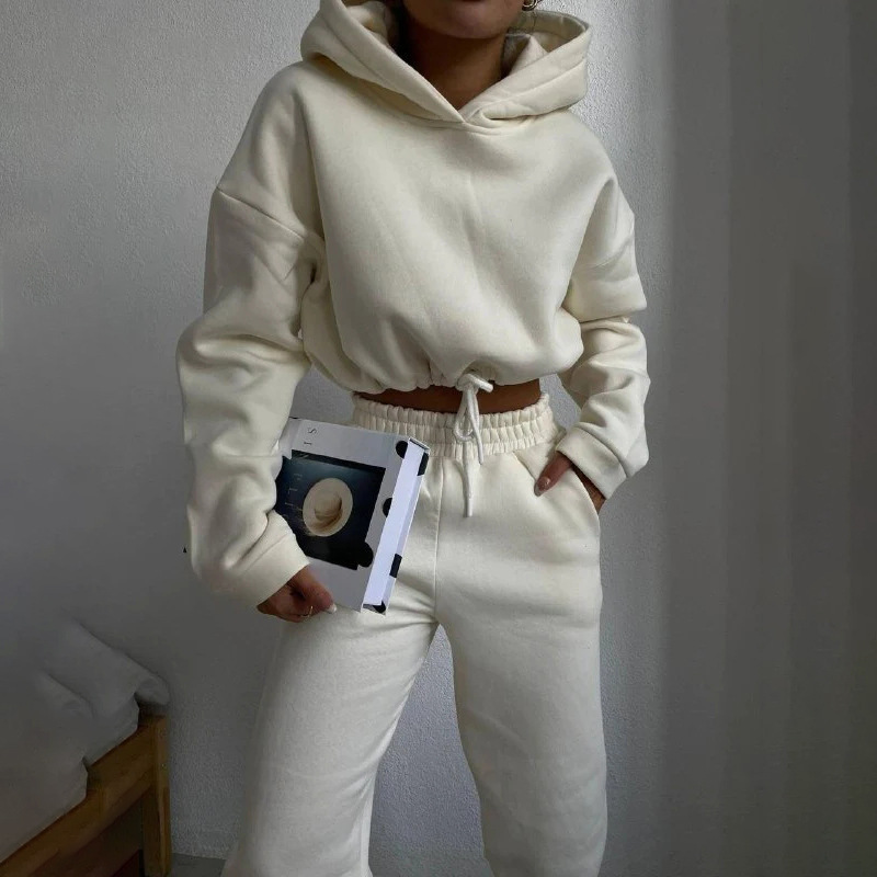 Women's Hooded Sweatshirt and Pants Two-Piece Set