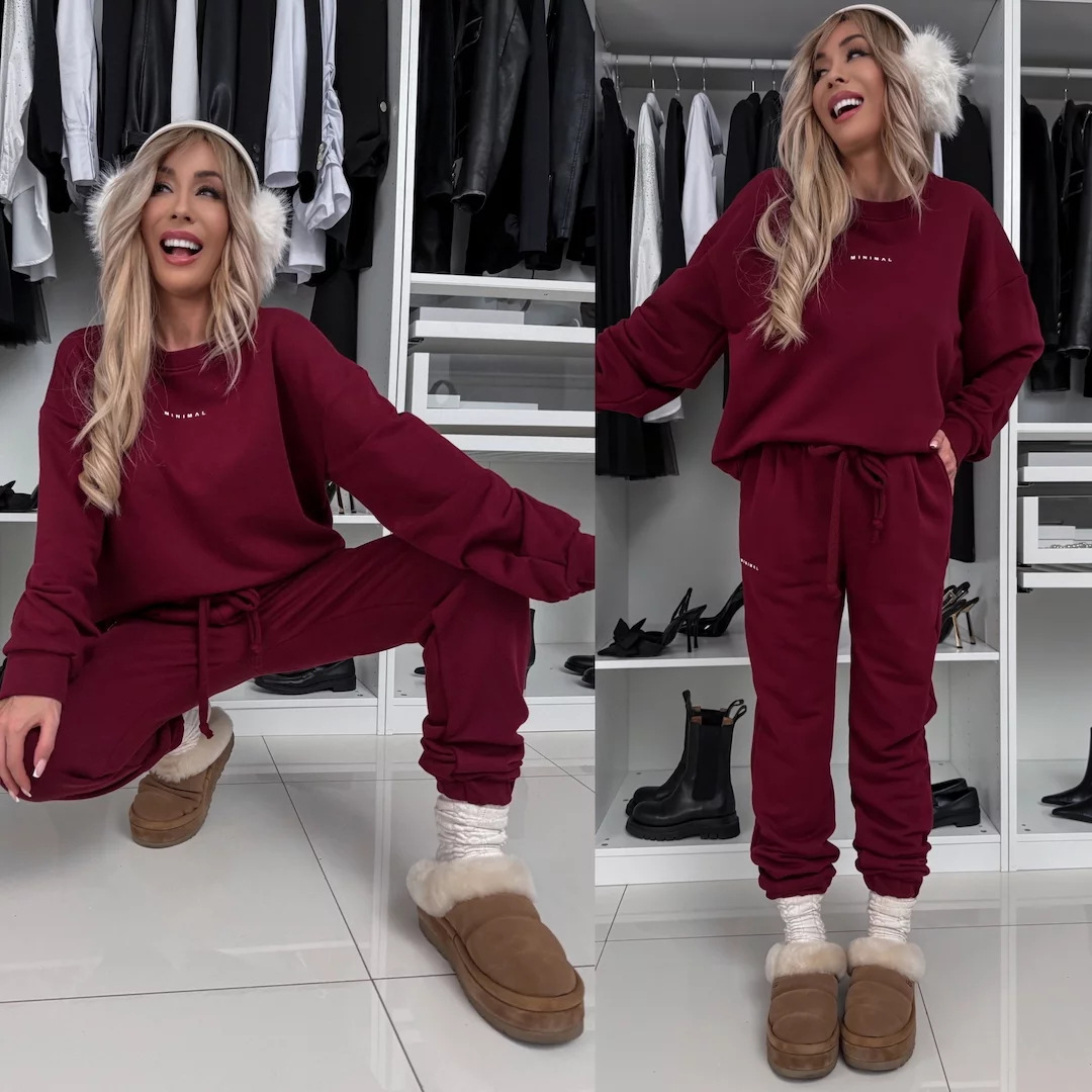 Women's Casual Two-Piece Sweatsuit Set Long Sleeve Loose Fit