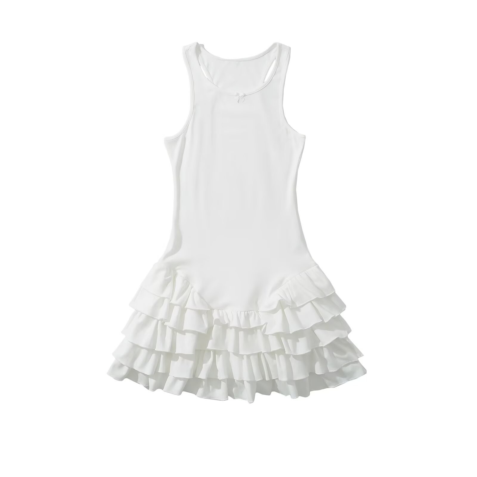 Women's Ruffle Trim Sleeveless Short A-Line Dress