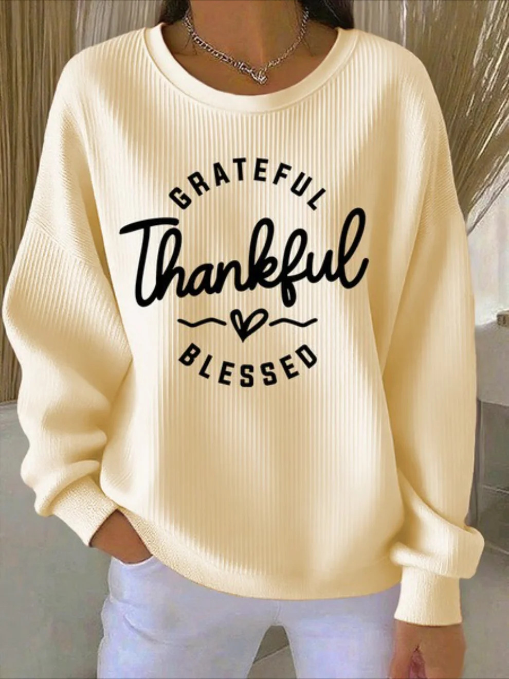 Women's Pumpkin Christmas Tree Bow Print Crewneck Sweatshirt