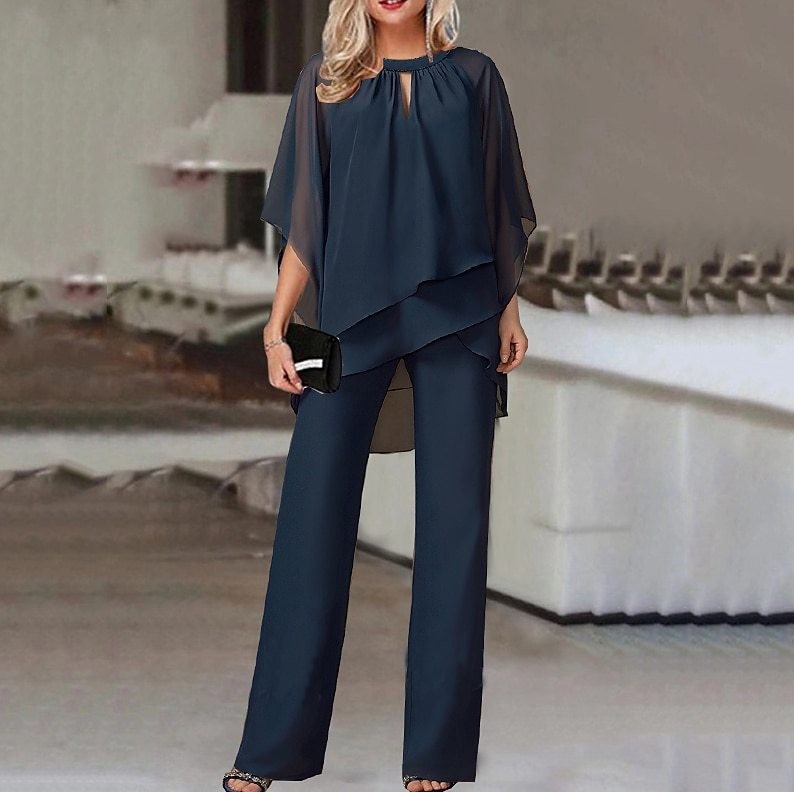 Women's Solid Color Loose Casual Asymmetrical Two-Piece Set