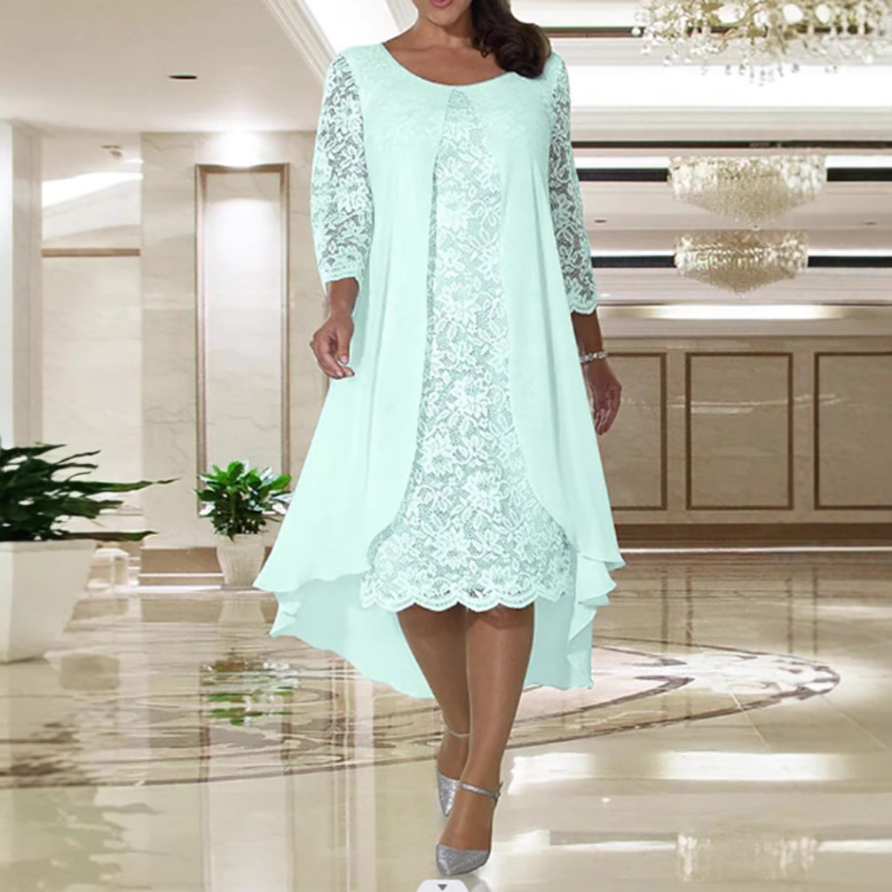 Lace Long Sleeve Chiffon A-Line Bridesmaid Dress