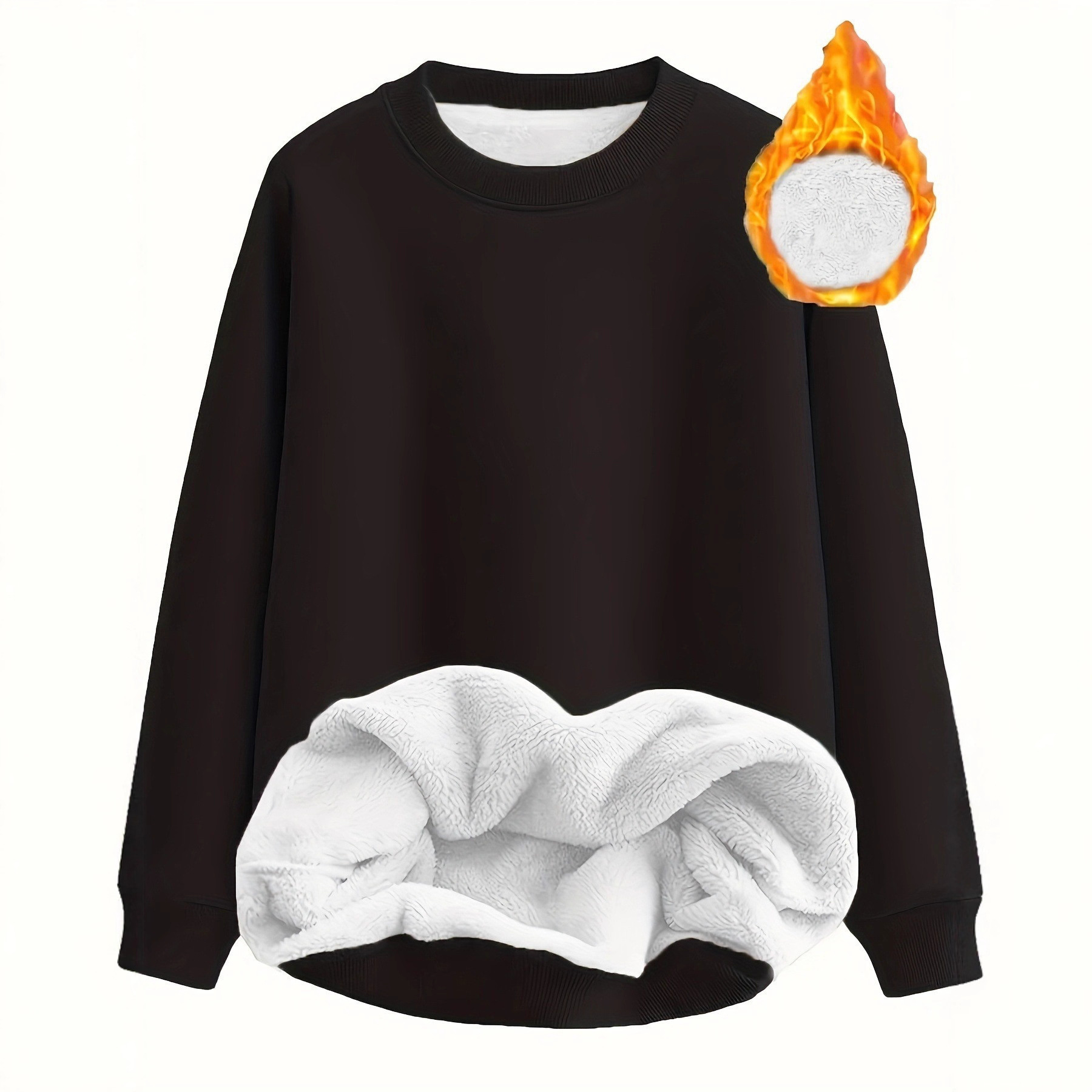 Women's Solid Color Long Sleeve Crewneck Pullover Sweatshirt