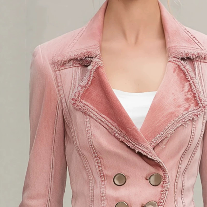 Pink Washed Slim Fit Denim Jacket