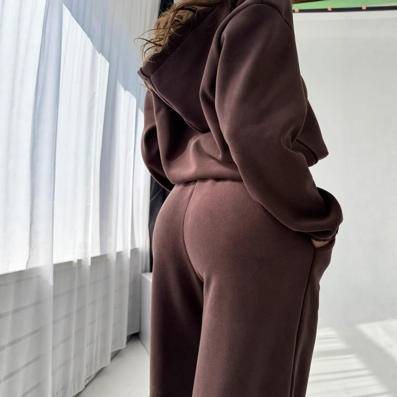 Women's Fleece Hooded Zip-Up Sweatsuit Set with Pants