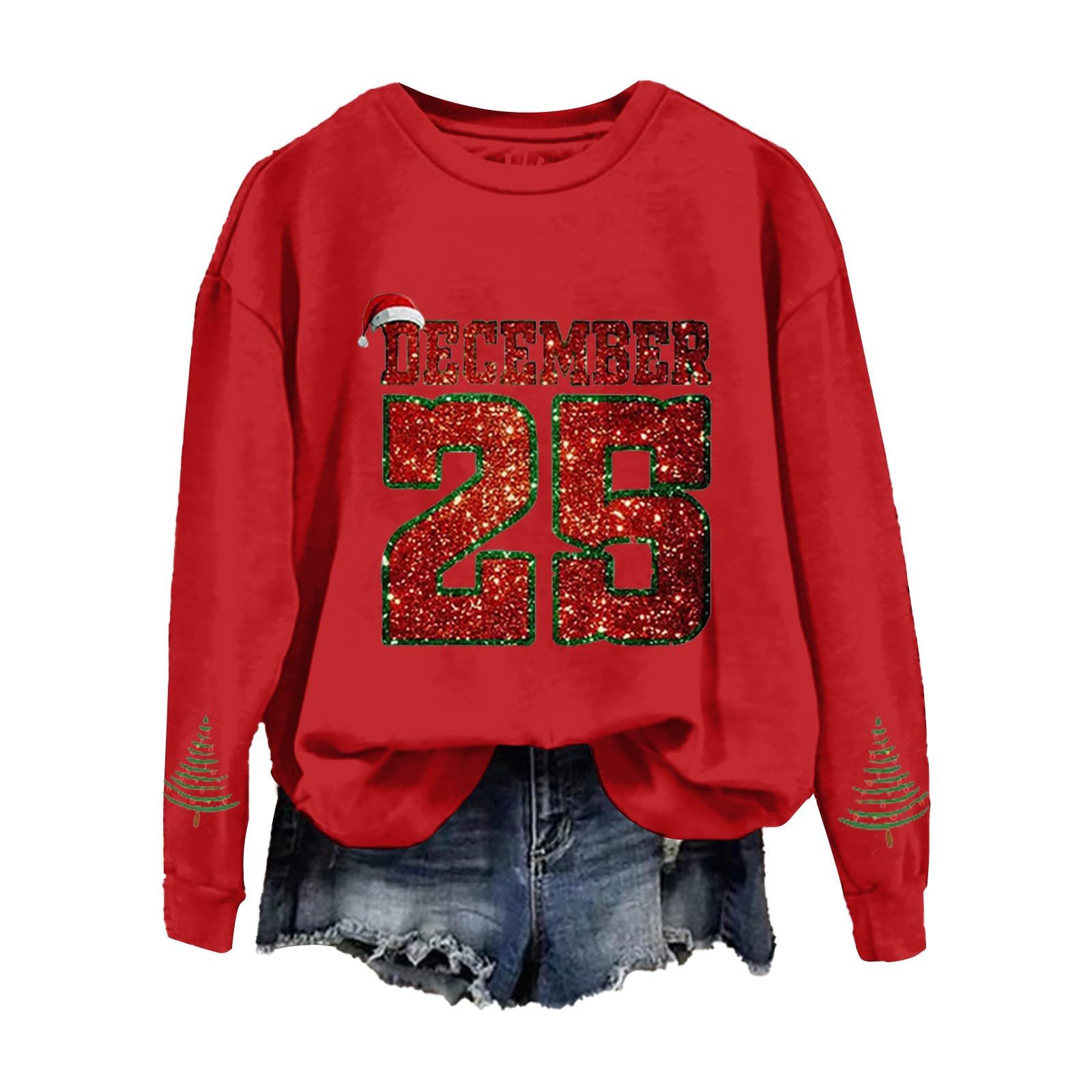 Women's Christmas December Print Crewneck Sweatshirt