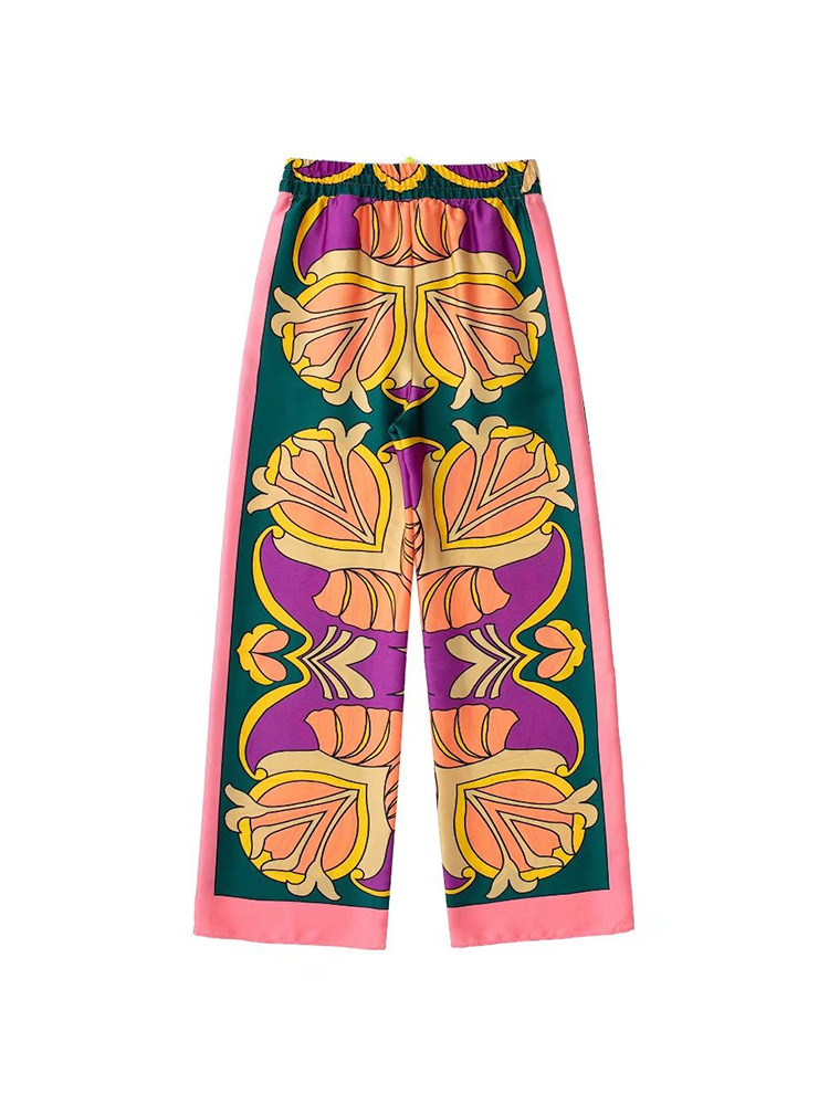 Women's Green Floral Print Long Sleeve Shirt and Skirt Set