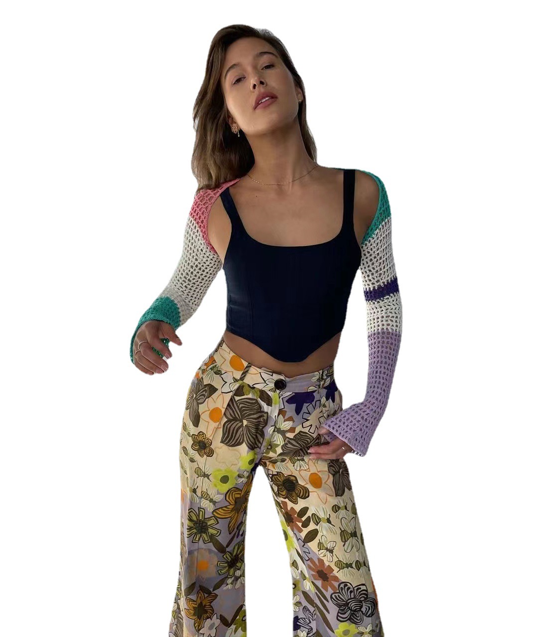 Women's Open-Knit Long-Sleeve Shrug Sweater