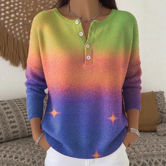 Women's Christmas Floral Print Buttoned Sweatshirt